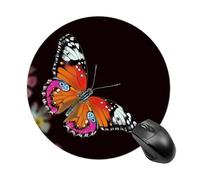 Gaming Mouse Pad 7.8" Non-Slip Rubber Base Pretty Butterfly Mousepad for Computer Laptop Home Office Desk Mousepads Waterproof Washable Cute Small Mouse Mat (Round Black)