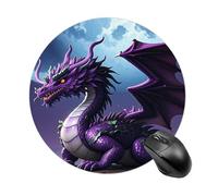 Gaming Mouse Pad 7.8" Non-Slip Rubber Base Purple Dragon Purple Moon Mousepad for Computer Laptop Home Office Desk Mousepads Waterproof Washable Cute Small Mouse Mat (Round Black)