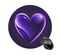 Gaming Mouse Pad 7.8" Non-Slip Rubber Base Purple Love Mousepad for Computer Laptop Home Office Desk Mousepads Waterproof Washable Cute Small Mouse Mat (Round Black)