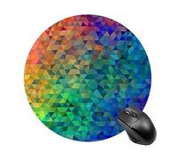 Gaming Mouse Pad 7.8" Non-Slip Rubber Base Rainbow Triangle Mousepad for Computer Laptop Home Office Desk Mousepads Waterproof Washable Cute Small Mouse Mat (Round Black)