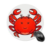 Gaming Mouse Pad 7.8" Non-Slip Rubber Base Red Crab Mousepad for Computer Laptop Home Office Desk Mousepads Waterproof Washable Cute Small Mouse Mat (Round Black)