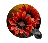 Gaming Mouse Pad 7.8" Non-Slip Rubber Base Red Sunflower Mousepad for Computer Laptop Home Office Desk Mousepads Waterproof Washable Cute Small Mouse Mat (Round Black)