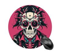 Gaming Mouse Pad 7.8" Non-Slip Rubber Base Rock Brothers Skulls Mousepad for Computer Laptop Home Office Desk Mousepads Waterproof Washable Cute Small Mouse Mat (Round Black)