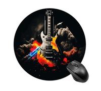 Gaming Mouse Pad 7.8" Non-Slip Rubber Base Rock Music Mousepad for Computer Laptop Home Office Desk Mousepads Waterproof Washable Cute Small Mouse Mat (Round Black)