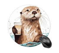 Gaming Mouse Pad 7.8" Non-Slip Rubber Base Sea Otter Mousepad for Computer Laptop Home Office Desk Mousepads Waterproof Washable Cute Small Mouse Mat (Round Black)