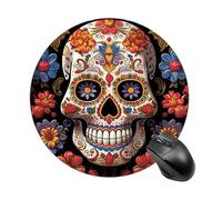 Gaming Mouse Pad 7.8" Non-Slip Rubber Base Sugar Skulls Mousepad for Computer Laptop Home Office Desk Mousepads Waterproof Washable Cute Small Mouse Mat (Round Black)