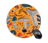 Gaming Mouse Pad 7.8" Non-Slip Rubber Base Various Mushrooms Mousepad for Computer Laptop Home Office Desk Mousepads Waterproof Washable Cute Small Mouse Mat (Round Black)