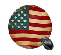 Gaming Mouse Pad 7.8" Non-Slip Rubber Base Vintage American Flag 4Th of July Mousepad for Computer Laptop Home Office Desk Mousepads Waterproof Washable Cute Small Mouse Mat (Round Black)