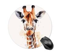 Gaming Mouse Pad 7.8" Non-Slip Rubber Base Watercolor Giraffe Mousepad for Computer Laptop Home Office Desk Mousepads Waterproof Washable Cute Small Mouse Mat (Round Black)