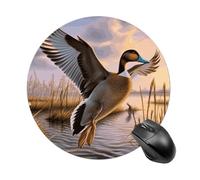 Gaming Mouse Pad 7.8" Non-Slip Rubber Base Wild Ducks Flying Mousepad for Computer Laptop Home Office Desk Mousepads Waterproof Washable Cute Small Mouse Mat (Round Black)