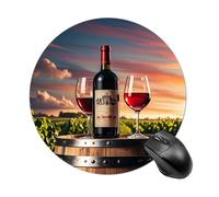 Gaming Mouse Pad 7.8" Non-Slip Rubber Base Wooden Wine Barrel Mousepad for Computer Laptop Home Office Desk Mousepads Waterproof Washable Cute Small Mouse Mat (Round Black)