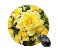 Gaming Mouse Pad 7.8" Non-Slip Rubber Base Yellow Rose Mousepad for Computer Laptop Home Office Desk Mousepads Waterproof Washable Cute Small Mouse Mat (Round Black)