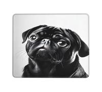Gaming Mouse-Pad 7.9 x 9.5 in, Cute Black Pug Dog Print Mousepad Waterproof Non-Slip Leather Mouse-Pads for Office Desktop Laptop and Pc