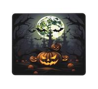 Gaming Mouse-Pad 7 x 8.6 in, Halloween Moon Bat Pumpkin Print Mousepad Waterproof Non-Slip Leather Mouse-Pads for Office Desktop Laptop and Pc