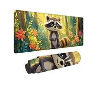 Gaming Mouse Pad 700 x 300 mm Large Gaming Mouse Mat with Stitched Edges, XXL Mousepad with Non-Slip Base, Extended Mousemat, Keyboard Desk Pad with Water Resist Surface, Gifts (Jungle Raccoon) J-103