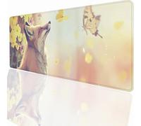 Gaming Mouse Pad 700 x 300 x 3 mm Large Gaming Mouse Mat with Stitched Edges, XXL Mousepad Non-Slip Base, Extended Large Size Mousemat, Keyboard Desk Pad Water Resist Surface Fox Butterfly LMDT15991