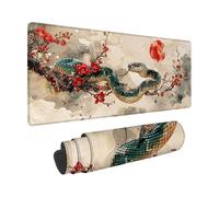 Gaming Mouse Pad 700 X 300 X 3 MM, White Mouse Mat Snake Pattern with Non-Slip Rubber Base and Stitched Edge Design, XXL Mousepad Gaming Accessories for Improve Precision and Speed -zzg2505JW9J9