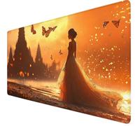 Gaming Mouse Pad 700 x 400 x 3mm Large Mouse Mat Butterfly Desk Pad with Stitched Edges, Anti-slip Rubber Base Mousepad, Improved Precision and Speed, Spill-Resistant Surface, PC, Laptop, Woman Y7-584