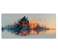 Gaming Mouse Pad 700x300x3mm XXL Mouse Mat Large Cat Gaming Mat Sunset, Extended Waterproof Mousepad with Non-Slip Rubber Base, Improved Precision and Speed for Gifts for Men, PC Accessories C-0T90