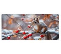 Gaming Mouse Pad 700x300x3mm XXL Mouse Mat Large Snow Gaming Mat Squirrel, Extended Waterproof Mousepad with Non-Slip Rubber Base, Improved Precision and Speed for Gifts for Men, PC Decor C-8F50