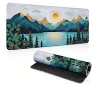 Gaming Mouse Pad 700x350mm Landscape Mouse Mat with Stitched Edges, 0c0-480 | Optimised for Gaming Sensors, Improved Precision and Speed, Desk Accessories for Laptop, Computer & PC, Work, Study, Lake