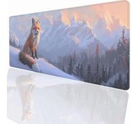 Gaming Mouse Pad 700x400x3mm Large Gaming Mouse Mat with Stitched Edges, XXL Mousepad with Non-Slip Base, Extended Large Size Mousemat, Keyboard Desk Pad Water Resist Surface Animal Fox LMDT642