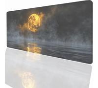 Gaming Mouse Pad 700x400x3mm Large Gaming Mouse Mat with Stitched Edges, XXL Mousepad with Non-Slip Base, Extended Large Size Mousemat, Keyboard Desk Pad Water Resist Surface Moon PjY8409 N-U