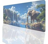 Gaming Mouse Pad 700x400x3mm Large Gaming Mouse Mat with Stitched Edges, XXL Mousepad with Non-Slip Base, Extended Large Size Mousemat, Keyboard Desk Pad Water Resist Surface Elephant PjY12863 N-U