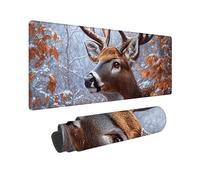 Gaming Mouse Pad 800 x 300 mm Large Gaming Mouse Mat with Stitched Edges, XXL Mousepad with Non-Slip Base, Extended Large Size Mousemat, Keyboard Desk Pad with Water Resist Surface (Winter Deer) J-119