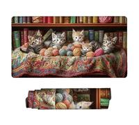 Gaming Mouse Pad 800 x 400 mm Large Gaming Mouse Mat with Stitched Edges, Mousepad with Non-Slip Base, Extended Large Size Mousemat, Keyboard Desk Pad with Water Resist Surface (Cat Bookshelf) Q-558