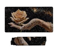 Gaming Mouse Pad 800 x 400 mm Large Gaming Mouse Mat with Stitched Edges, XXL Mousepad with Non-Slip Base, Extended Large Size Mousemat, Keyboard Desk Pad with Water Resist Surface (Rose Hand) Q-584