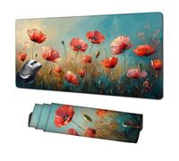 Gaming Mouse Pad 800x300x3mm Extended Large Mouse Mat Poppy Desk Mat,Stitched Edge Mouse Pad Flower Mousepad Waterproof Smooth Surface,Improved Precision and Speed,Gaming Accessories for Desk X1-1550