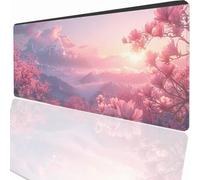 Gaming Mouse Pad 800x300x3mm Large Gaming Mouse Mat with Stitched Edges, XXL Mousepad with Non-Slip Base, Extended Large Size Mousemat, Keyboard Desk Pad Water Resist Surface Landscape PjY9629 N-U