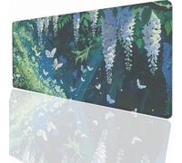 Gaming Mouse Pad 800x300x3mm Large Gaming Mouse Mat with Stitched Edges, XXL Mousepad with Non-Slip Base, Extended Large Size Mousemat, Keyboard Desk Pad Water Resist Surface Wisteria PjY4407 A-G