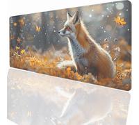 Gaming Mouse Pad 800x300x3mm Large Gaming Mouse Mat with Stitched Edges, XXL Mousepad with Non-Slip Base, Extended Large Size Mousemat, Keyboard Desk Pad Water Resist Surface Animal Fox LMDT13366