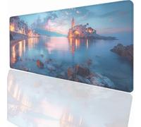 Gaming Mouse Pad 800x300x3mm Large Gaming Mouse Mat with Stitched Edges, XXL Mousepad with Non-Slip Base, Extended Large Size Mousemat, Keyboard Desk Pad Water Resist Surface Small Town PjY15285 N-U