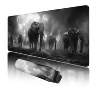 Gaming Mouse Pad 800x300x3mm Large Mouse Mat for Desk Accessories, Grey Mousepad with Stitched Edges, Gaming Mousepad XXL with Non-Slip Rubber Base, Elephant Mousemat for Office Desk Accessories, F-66