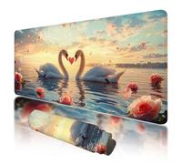 Gaming Mouse Pad 800x300x3mm Large Mouse Mat for Desk Accessories, Swan Mousepad with Stitched Edges, Gaming Mousepad XXL with Non-Slip Rubber Base, Animal Mousemat for Office Desk Accessories, T-62