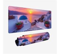 Gaming Mouse Pad 80x40cm Large Mouse Mat White Desk Mat, Mousepad Small Town Mousemat with Stitched Edges, Gaming Mats with Water Resist Surface, Improved Precision and Speed, Desk Accessories H2-110