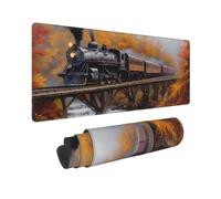 Gaming Mouse Pad 900*500*3mm, Large Mouse Mat Train Mousemat Extended Mousepad Autumn Waterproof Desk Mat with Rubber Base Stitched Edges, Gaming Accessories for Improve Accuracy Speed, Gifts 0E-519