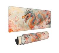 Gaming Mouse Pad 900*500*3mm, Large Mouse Mat Yellow Mousemat Extended Mousepad Dragon Waterproof Desk Mat with Rubber Base Stitched Edges, Gaming Accessories for Improve Accuracy Speed, Gifts 0E-501