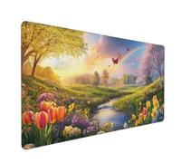 Gaming Mouse Pad 900 x 500 x 3mm Large Mouse Mat Cherry Blossoms Desk Pad with Stitched Edges, Waterproof Anti-slip Rubber Base Mousepad, Improved Precision and Speed, Gifts for Men (Butterfly) D-999