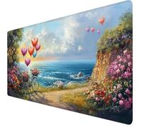 Gaming Mouse Pad 900 x 500 x 3mm Large Mouse Mat Ocean Desk Pad with Stitched Edges, Anti-slip Rubber Base Mousepad, Improved Precision and Speed, Spill-Resistant Surface, PC, Laptop, Heart Y7-347