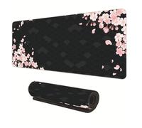 Gaming Mouse Pad 900x400mm Large Gaming Mouse Mat with Stitched Edges, Japanese Cherry Blossom Keyboard Desk Pad, Comfortable Mousepad with Non-Slip Rubber Base (Black 90 * 40cm)