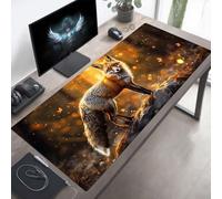 Gaming Mouse Pad, 900x400x3 mm XXL Mouse Mat Fox, Large Mousepad Yellow Extended Gaming Mats for, Non-Slip Rubber Base keyboard Pad, Stitched Edges Accessories for Home PjY3585 2-G