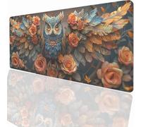 Gaming Mouse Pad 900x400x3mm Large Gaming Mouse Mat with Stitched Edges, XXL Mousepad with Non-Slip Base, Extended Large Size Mousemat, Keyboard Desk Pad Water Resist Surface Owl PjY10259 N-U