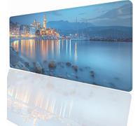 Gaming Mouse Pad 900x400x3mm Large Gaming Mouse Mat with Stitched Edges, XXL Mousepad with Non-Slip Base, Extended Large Size Mousemat, Keyboard Desk Pad Water Resist Surface Small Town PjY15279 N-U