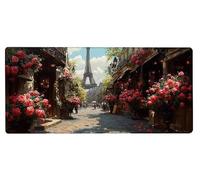 Gaming Mouse Pad 900x400x3mm XXL Mouse Mat Large Flower Gaming Mat Eiffel Tower, Extended Waterproof Mousepad with Non-Slip Rubber Base, Improved Precision and Speed for Gifts for Men, PC W-CC60