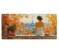 Gaming Mouse Pad 900x400x3mm XXL Mouse Mat Large Woman Gaming Mat Eiffel Tower, Extended Waterproof Mousepad with Non-Slip Rubber Base, Improved Precision and Speed for Gifts for Men, PC Decor U-7639