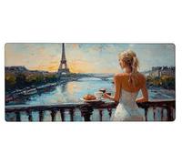 Gaming Mouse Pad 900x400x3mm XXL Mouse Mat Large Woman Gaming Mat Eiffel Tower, Extended Waterproof Mousepad with Non-Slip Rubber Base, Improved Precision and Speed for Gifts for Men, PC Decor V-9V45
